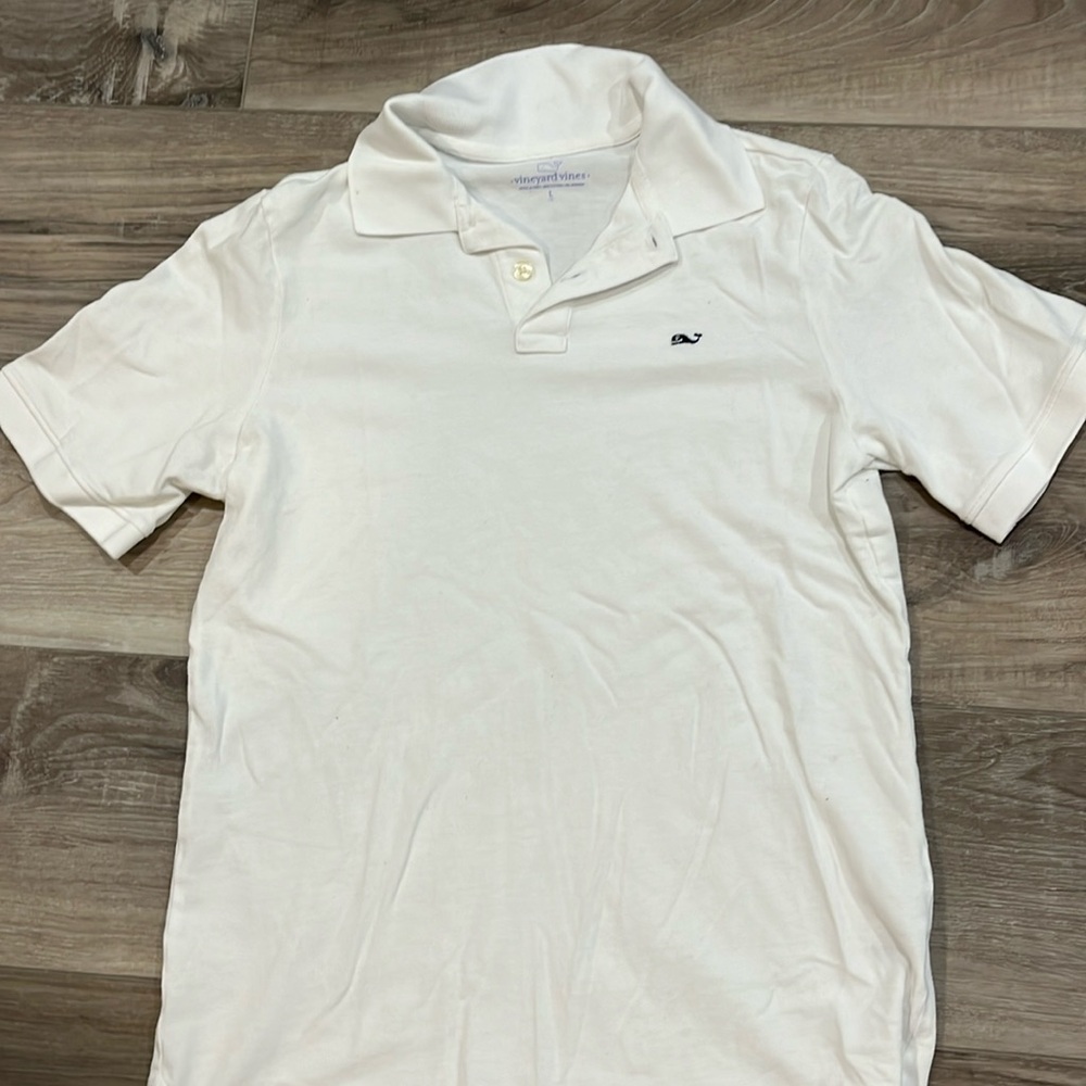 Boys vineyard vines polo shirt white size L (16)